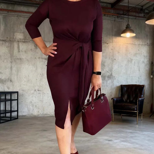 Elegantne midi kleit lõhikuga