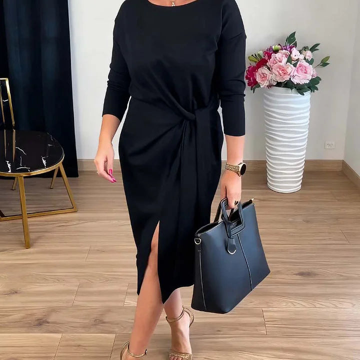 Elegantne midi kleit lõhikuga