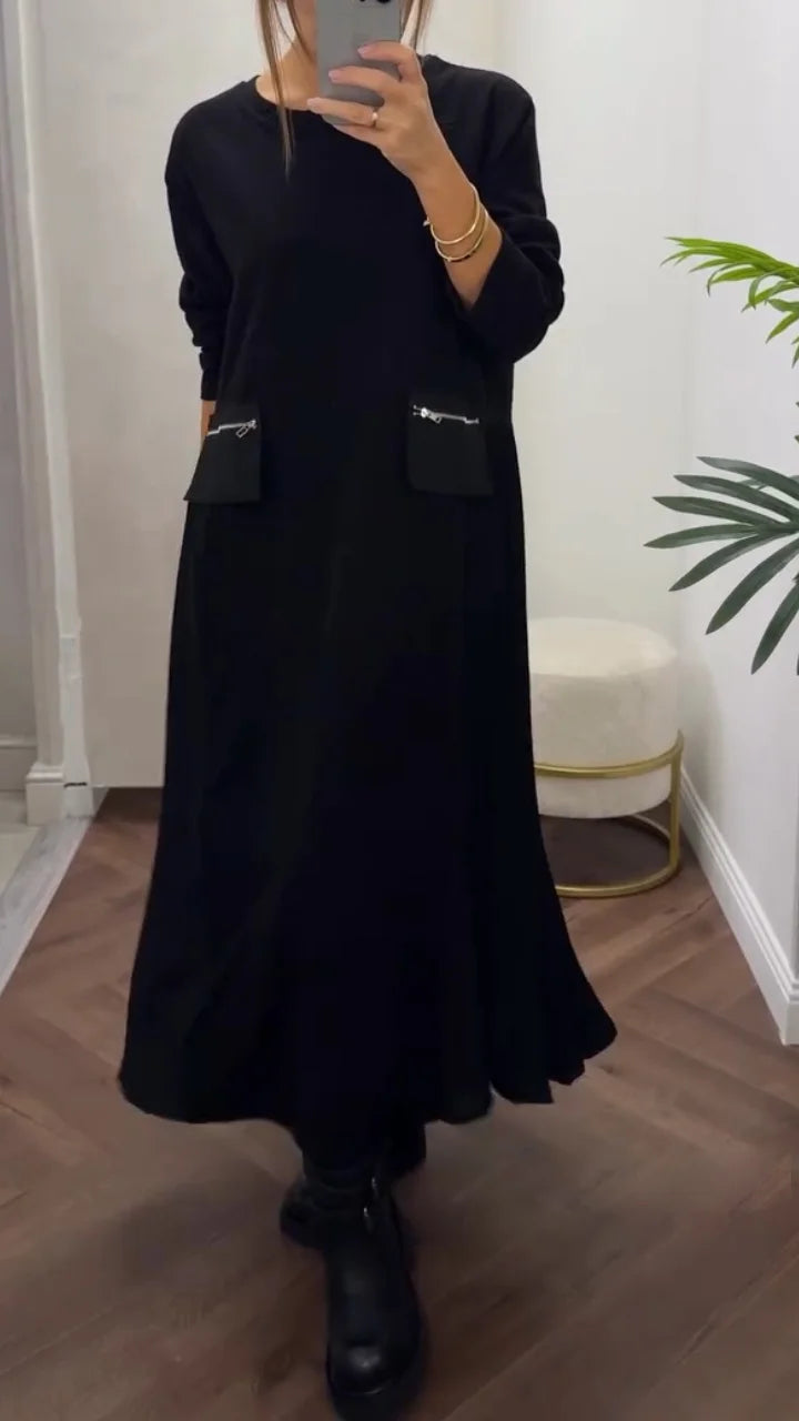 Naiste vabaaja kleit ümmarguse kaelusega