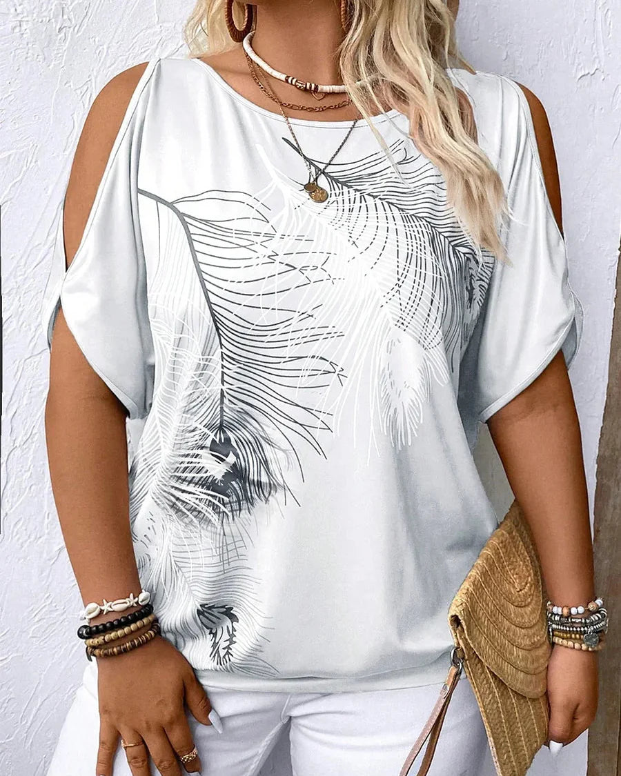 T-särk sulgede mustriga