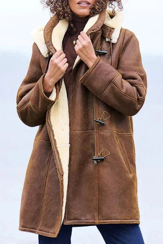 Naiste talvemantel kapuutsi ja sooja voodriga