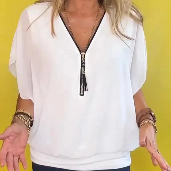 Naiste sifoonist pluus tõmblukuga kaelusega