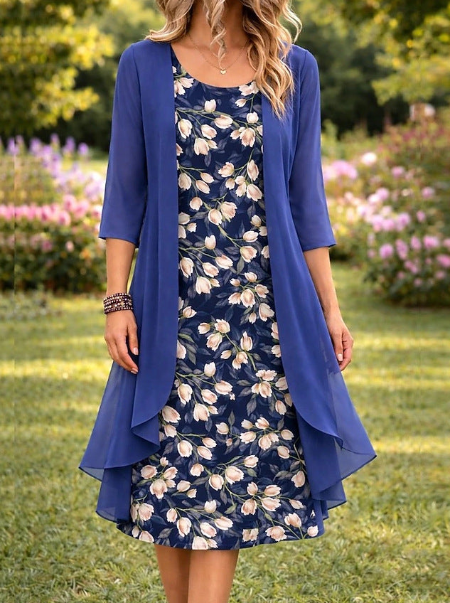 Elegantne kaheosaline lilleline kleidikomplekt