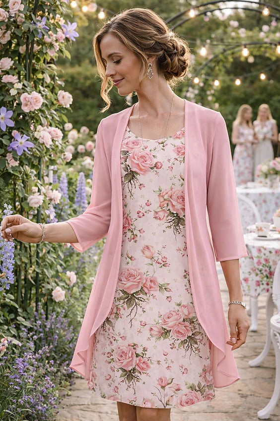 Elegantne kaheosaline lilleline kleidikomplekt