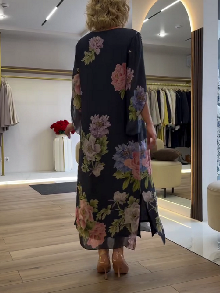 Eksklusiivne maxi kleit lillemustriga