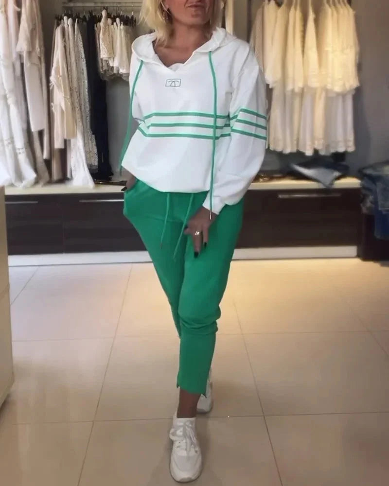 Kaksosaline komplekt koos triibulise pealmise osaga