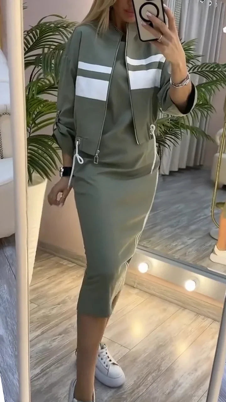 Sügisene kleit ja jope komplekt