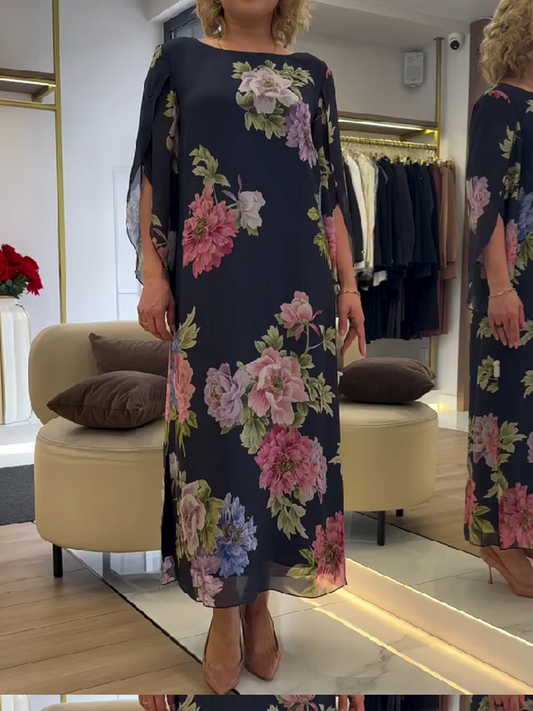 Eksklusiivne maxi kleit lillemustriga