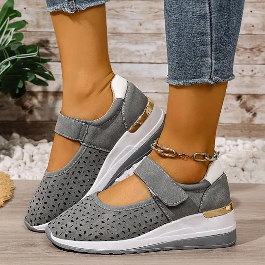 Naiste hingavad, kerged, reguleeritava kõrgusega, ortopeedilised, kiilakinnitusega tennised Velcro kinnitusega