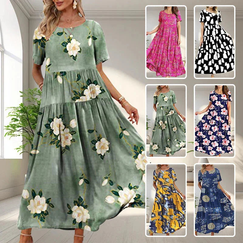 Pikk, suvine, täpiline kleit