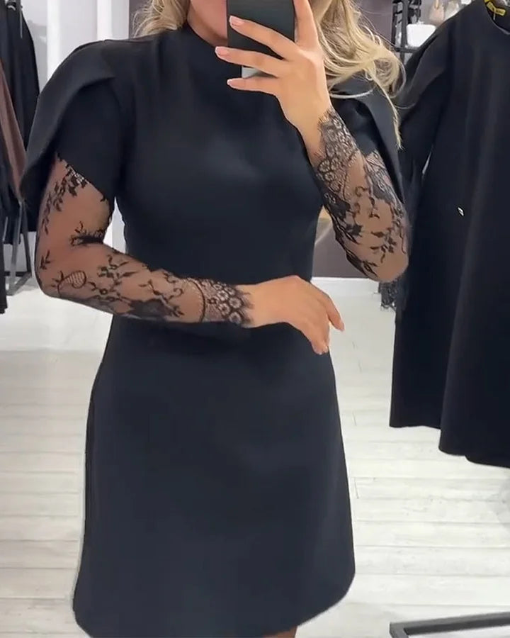 Naiste elegantne kleit pitsist varrukatega