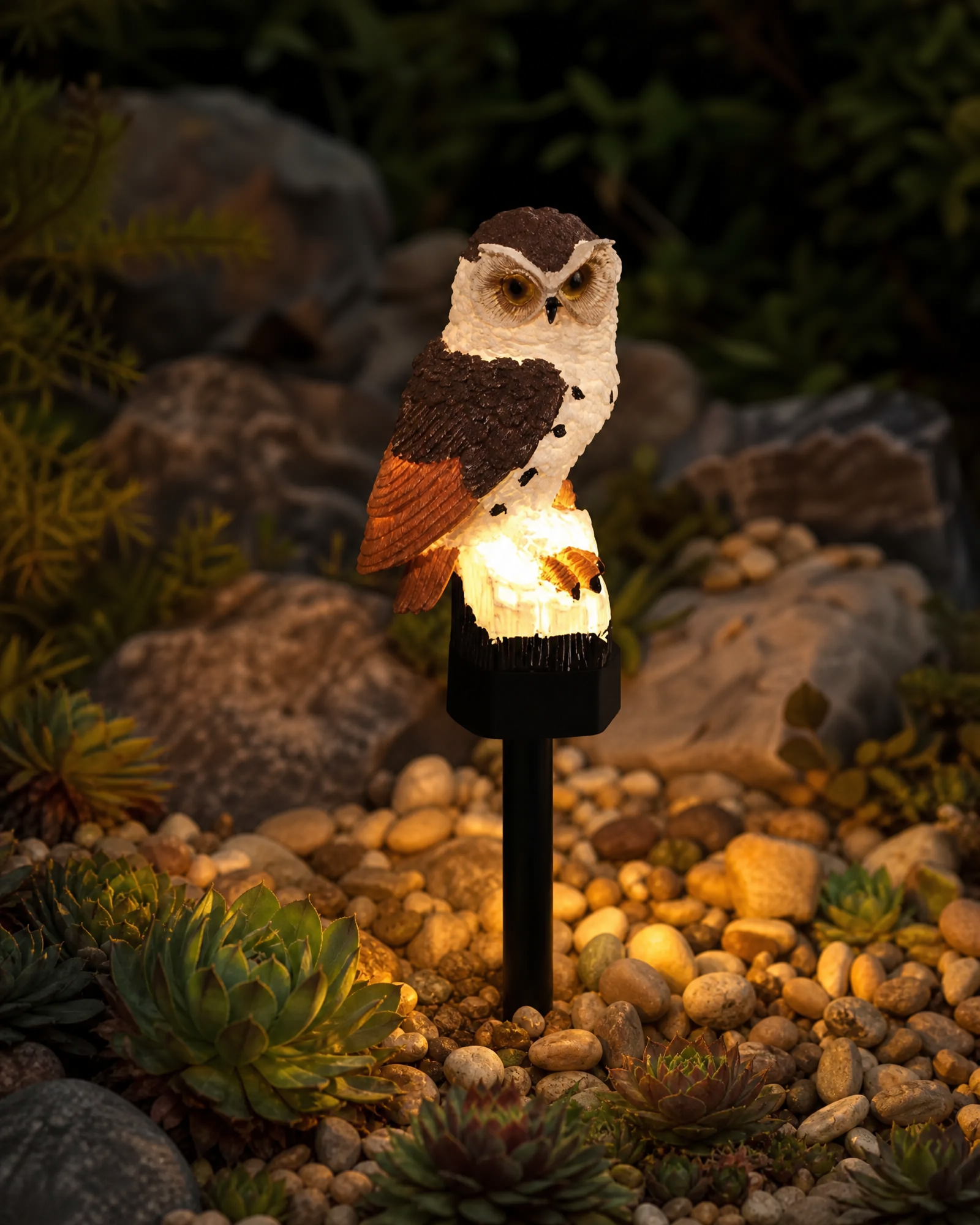 Veekindel päikeseenergial töötav öökulli lamp