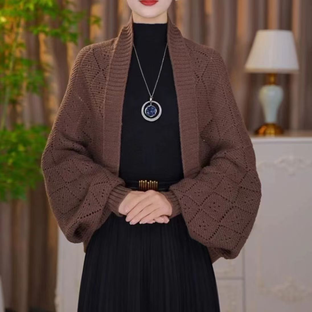 Naiste elegantne läbimärg kootud kardigan