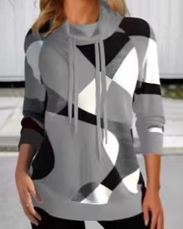 Huvitava mustriga kapuutsiga džemper