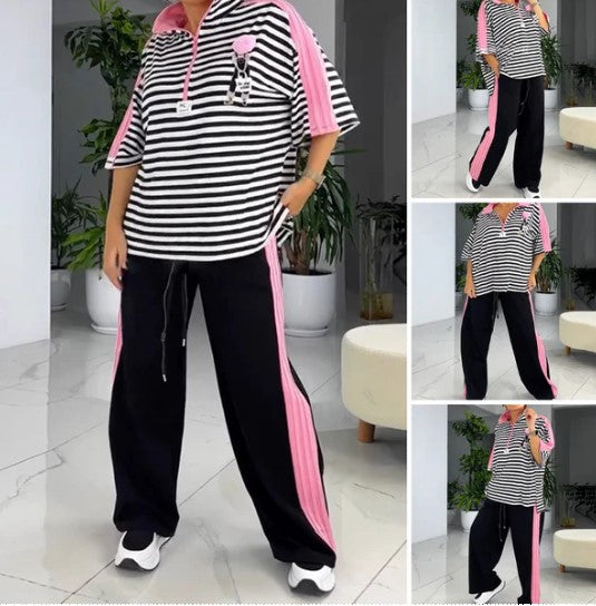 Naiste triibuline särk ja pükste komplekt