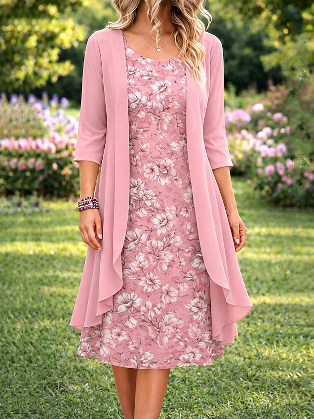 Elegantne kaheosaline lilleline kleidikomplekt