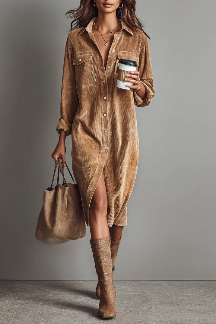 Lahtine koordi midi-kleit kahe rinnataskuga