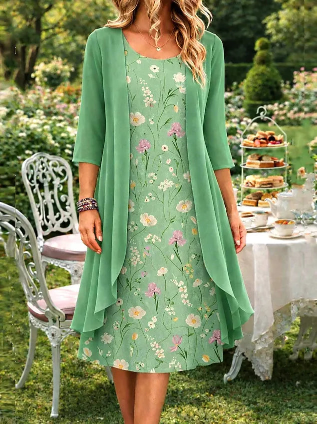 Elegantne kaheosaline lilleline kleidikomplekt