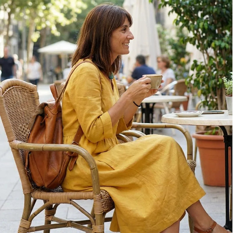 Naiste vabaaja kleit V-kaeluse, 3/4 varrukate ja taskutega