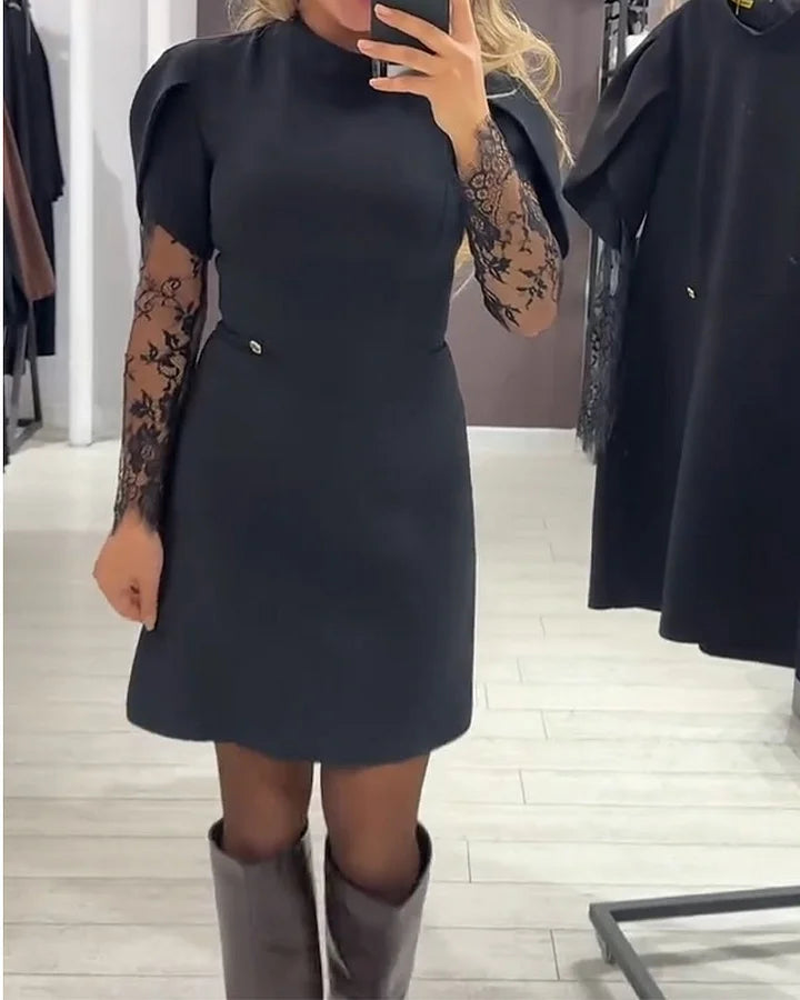 Naiste elegantne kleit pitsist varrukatega
