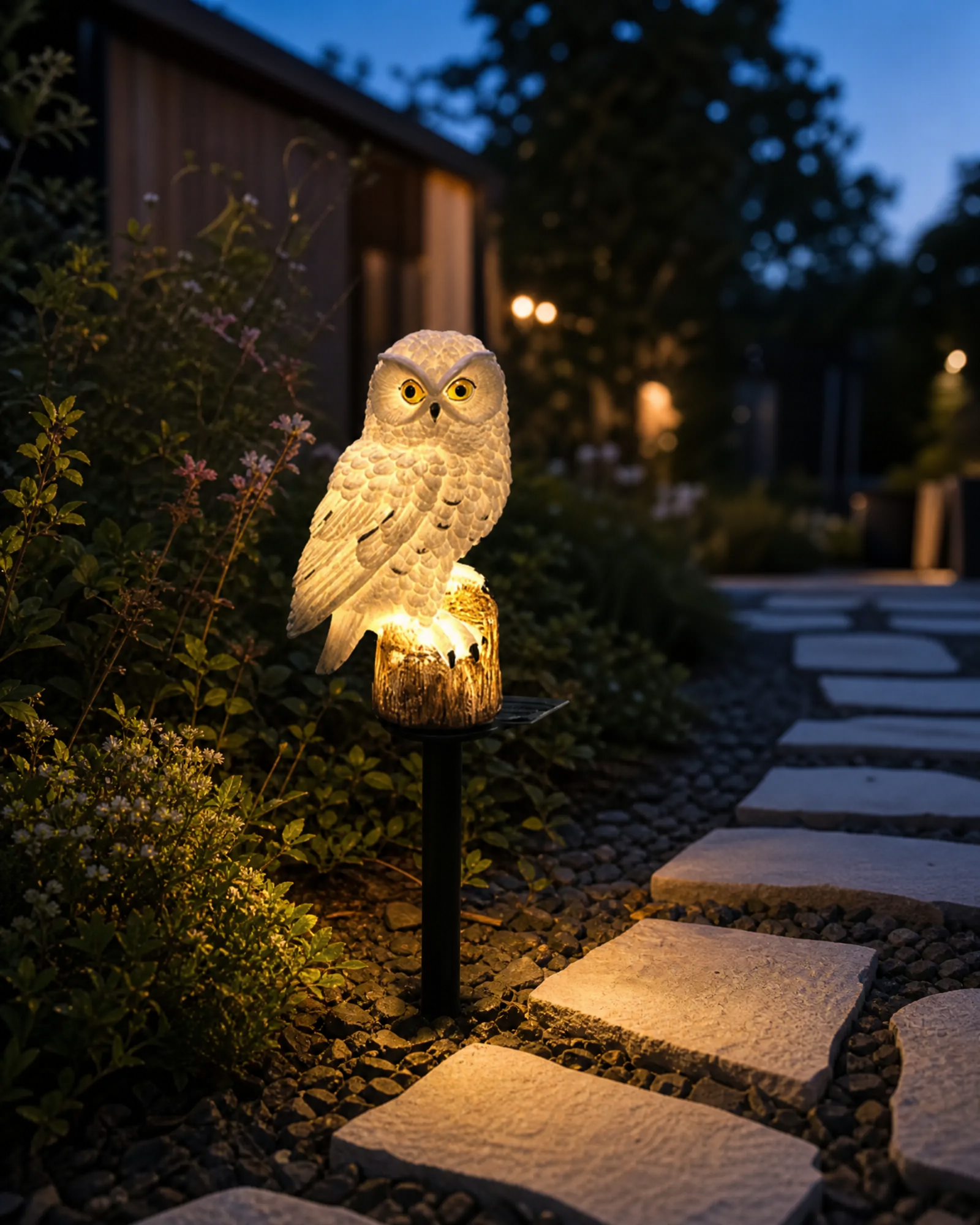 Veekindel päikeseenergial töötav öökulli lamp