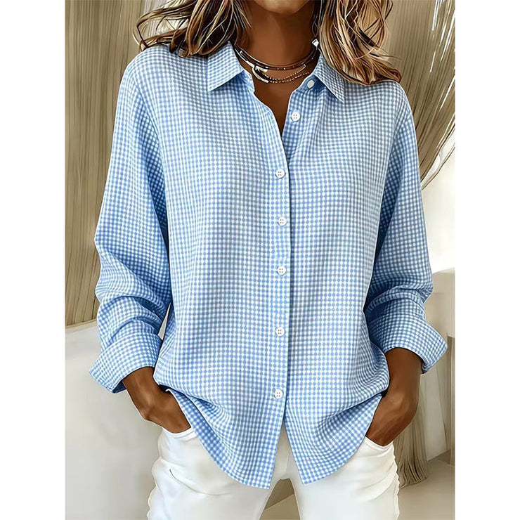 Naiste retrostiilis ruuduline pluus pikkade varrukatega